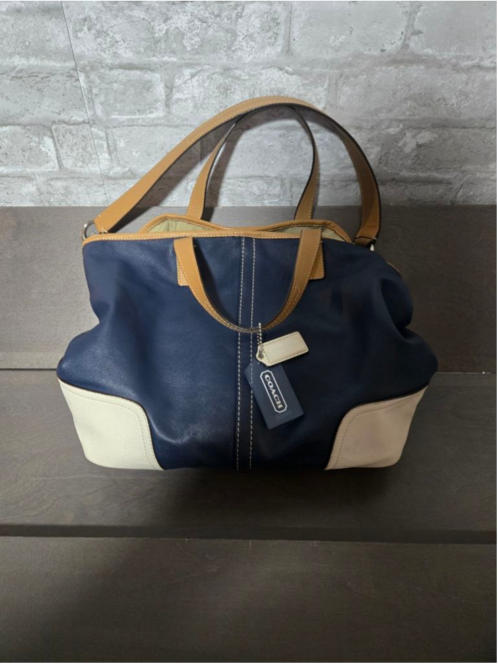 Women's Coach Tote Bag One Size Blue Beige